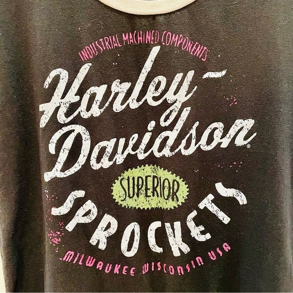 Harley Davidson Black and Cream Short Sleeve T-shirt 2X - Picture 2 of 6